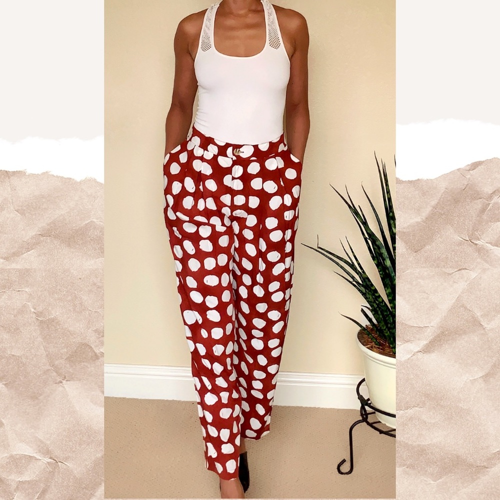 Urban Outfitters Brown Polka Dot Pleated Pants